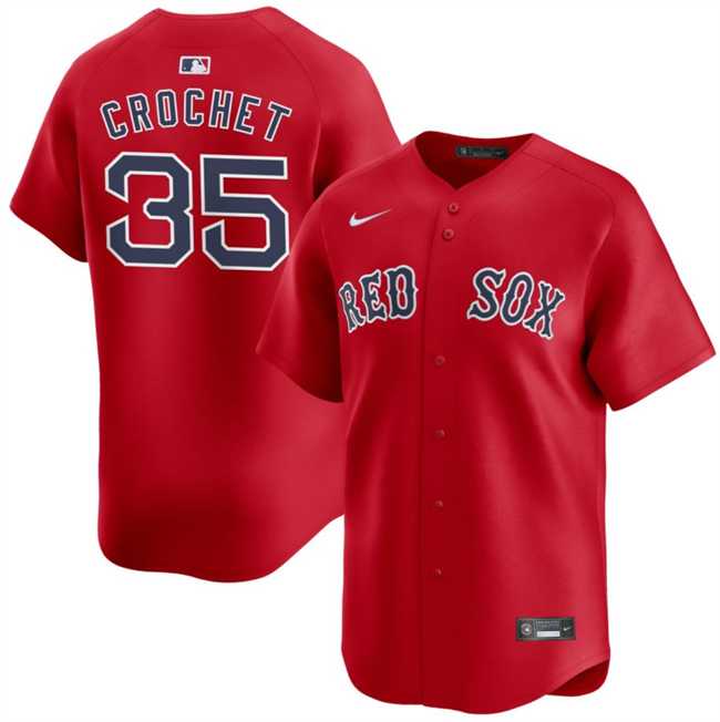 Mens Boston Red Sox #35 Garrett Crochet Red 2024 Alternate Limited Stitched Jersey Dzhi